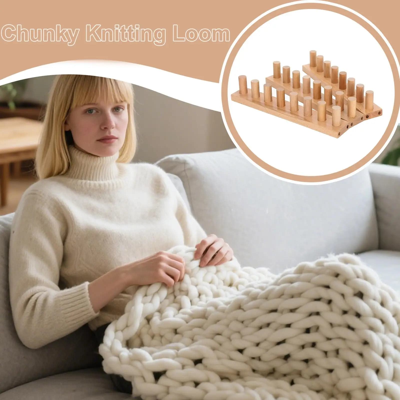 Knitting Looms For Beginners Chunky Crochet Loom Kit Wooden Knitting For Crafts Hobby Beginners Weaving Blanket Scarf Sewing