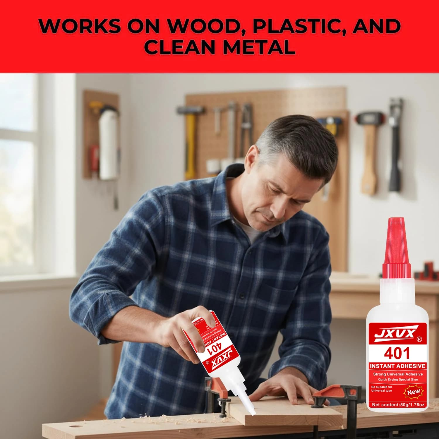 Colla forte 401 universale ad asciugatura rapida, adatta per resina, ceramica, metallo, vetro, legno, giocattoli e riparazioni fai da te. Colla epossidica trasparente, inodore e impermeabile.