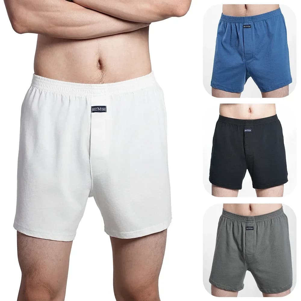 Boxer da uomo 100% cotone, a vita alta, taglie forti, casual, tinta unita, pantaloni Aro, pantaloni da pigiama per casa, M-3XL