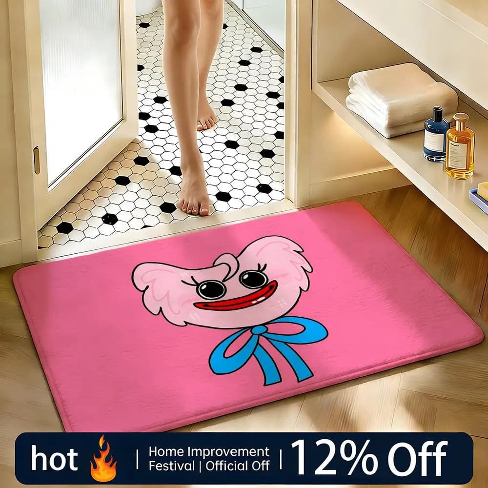 Soft Non-slip Cap with Kissy Kissy Logo, Home Mat, Zerbino, Bedroom Mat, Shower Enclosure