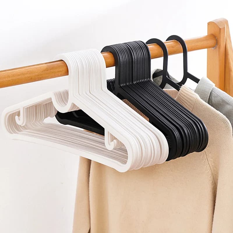 10.50 Pieces White Plastic Clothes Hanger for Dresses, Shirts, Underwear - Ultra Subtles, Space Saving, Flexible