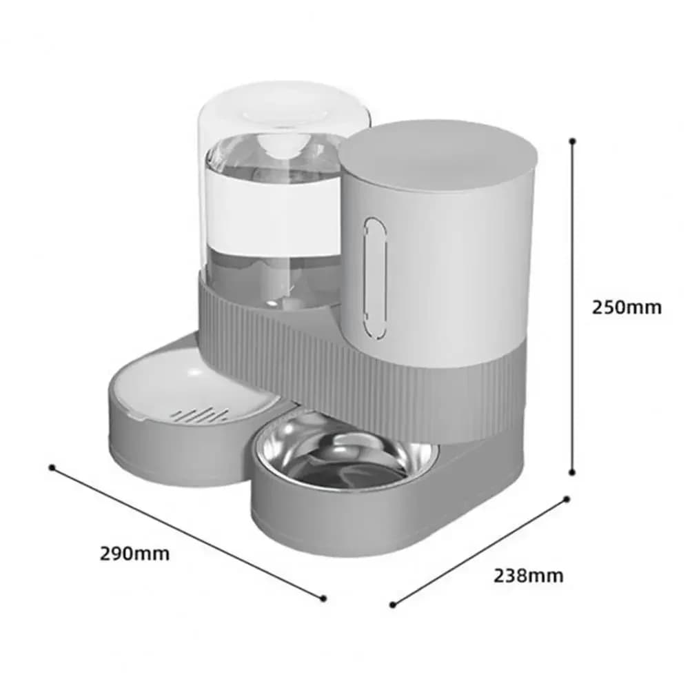 A Automatic Cat Feeder Automatic Pet Feeder Water Dispenser Set for Cats Dogs 2-in-1 Food Bowl with Stainless Steel Insert 1pcs
