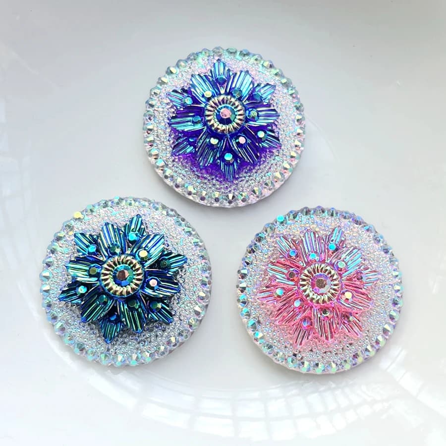 30MM resina rotonda retro piatto fiore gemme orecchini nativi accessori gioielli decorazione di nozze 10 pezzi/borsa