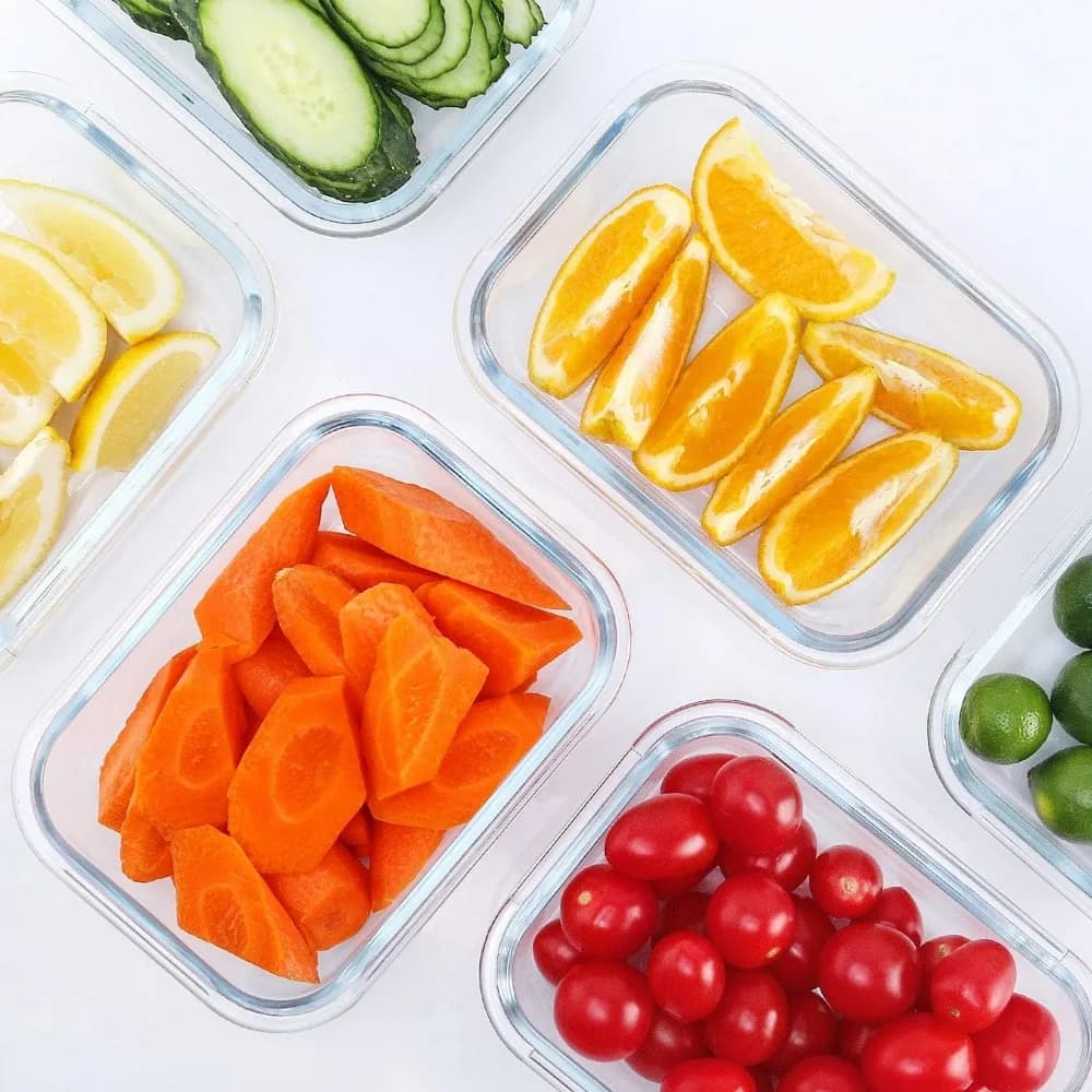 Contenitori per la preparazione dei pasti in vetro da 10 pezzi da 22 once con coperchi, conservazione alimentare sicura per microonde e forno per un pranzo sano