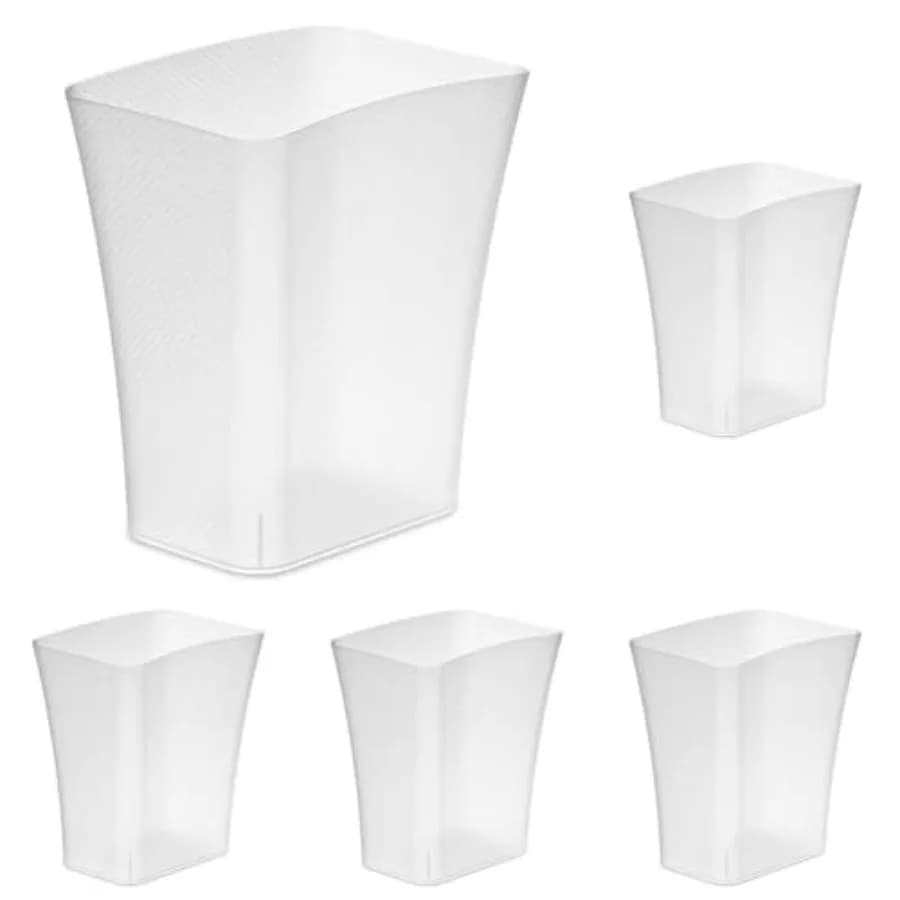 Cestino per Rifiuti Sottile Textura - Piccolo Contenitore per Spazi Stretti - Bidone della Spazzatura in Plastica Sottile per Bagno, Camera da Letto o Ufficio
