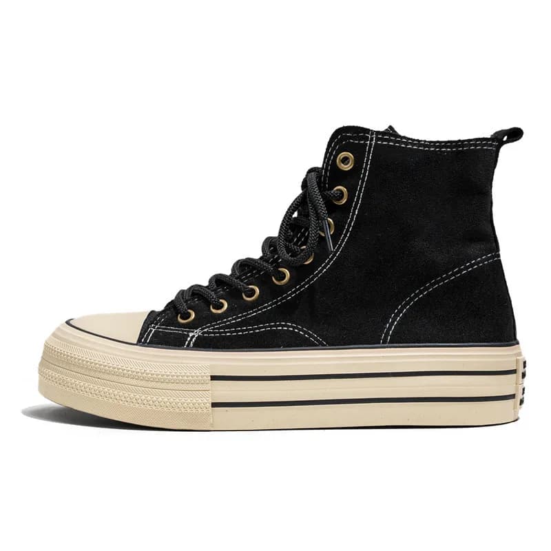 Sneakers Vintage in Camoscio e Tela con Plateau a Doppio Strato per Donna, Scarpe da Skate Casual, Calzature per Uso Quotidiano e Streetwear