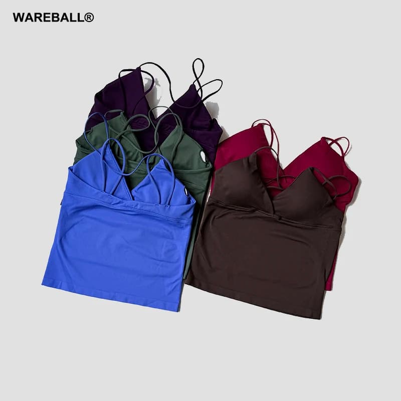 WAREBALL Top Halter da Palestra con Scollo a V Profondo, Canotta Yoga da Donna con Dettaglio Frontale Intrecciato, Top Sportivo Sexy con Spalline Sottili per Allenamento e Corsa