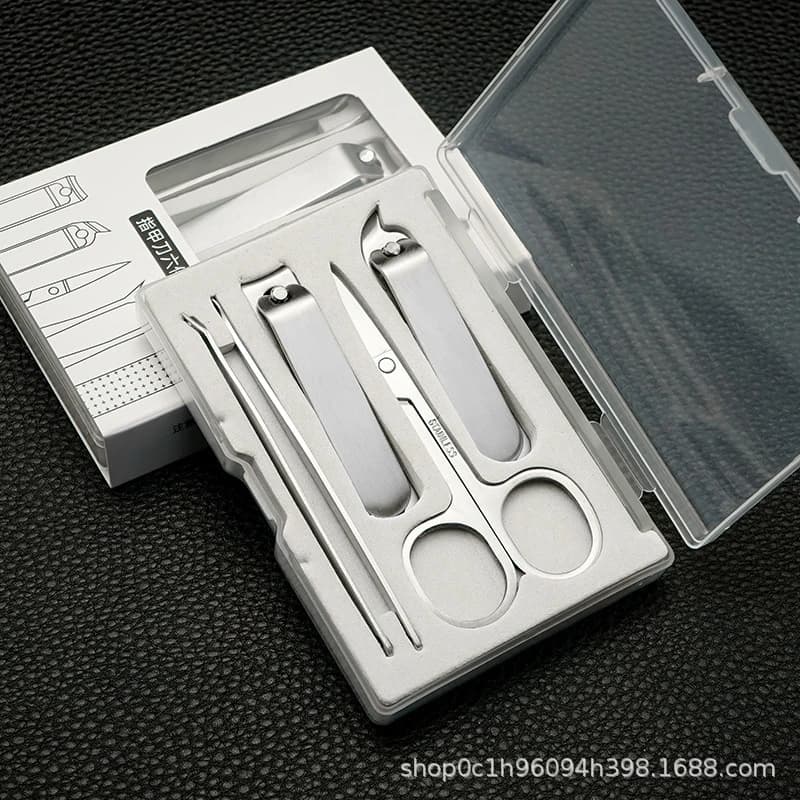 6Pcs Premium Polished Stainless Steel Nail Clippers Gift Box Professional Manicure Kit with Nail File Ear Pick Grooming Tools