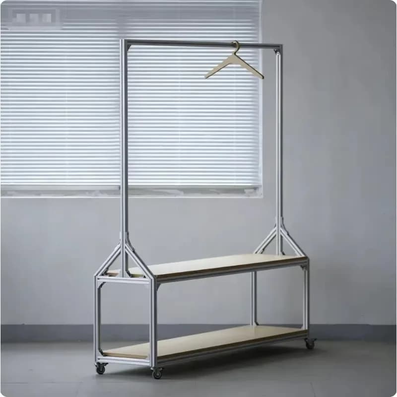 Aluminum Floor to Ceiling Clothes Hanger Simple Eco Friendly Marine Panel Material for Hanging Display and Storage