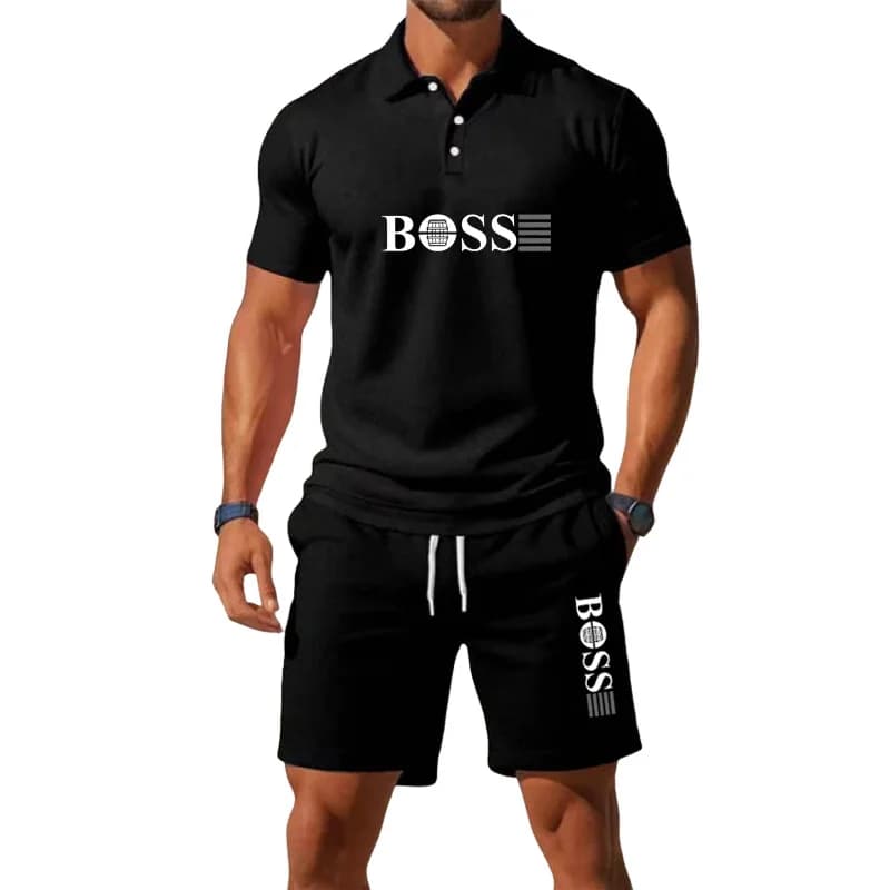 Completo Estivo da Uomo: Polo con Mezza Zip e Pantaloncini, Traspirante, Leggero, per Sport e Tempo Libero