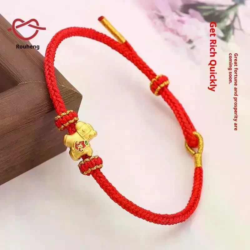 2026 Anno del Cavallo Rosso Fortunato Braccialetto di Corda Intrecciata Per Le Donne Stile Cinese Cavallo Braccialetti di Perline Capodanno Benedizione Gioielli Regali