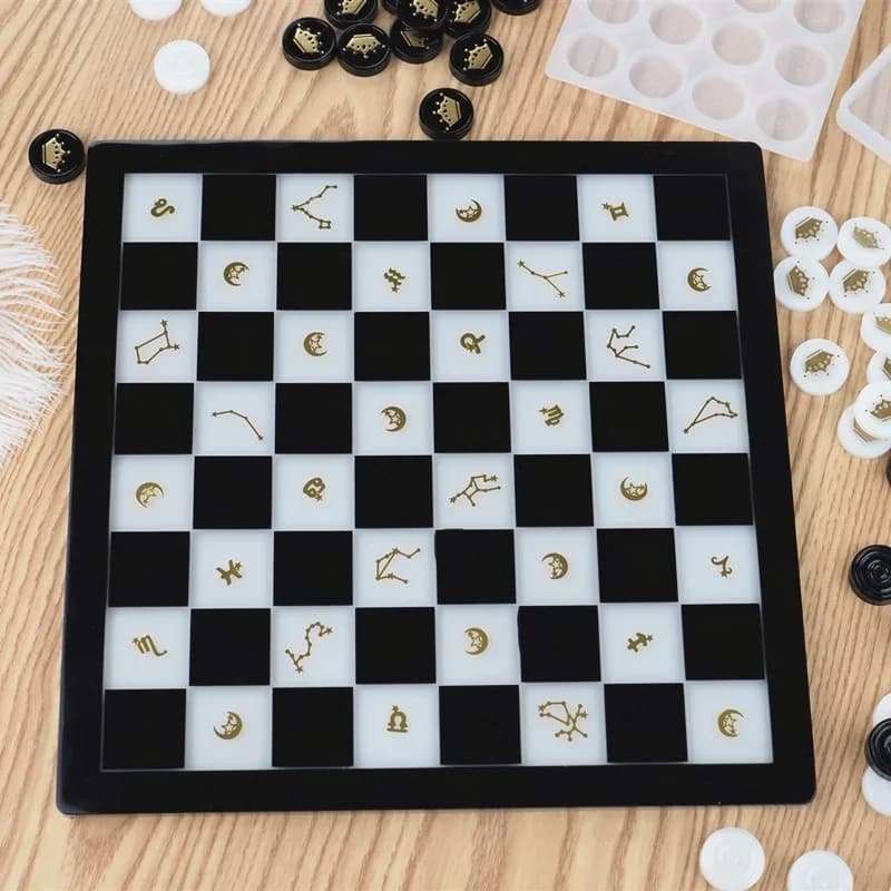 1 Pz Set Fai Da Te Specchio In Resina Epossidica Stampo In Silicone Per Scacchiera Pezzi Adatto Per La Cucina Domestica Ceramica Arte Fatta A Mano Stampi Fai Da Te