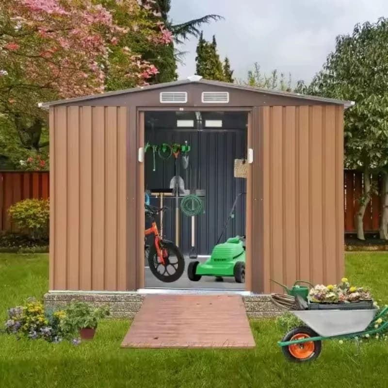 Easy Assembly Galvanized Steel Garden Storage Shed with Foundation 16 Cubic Meters Capacity Modern Outdoor Backyard Storage Shed