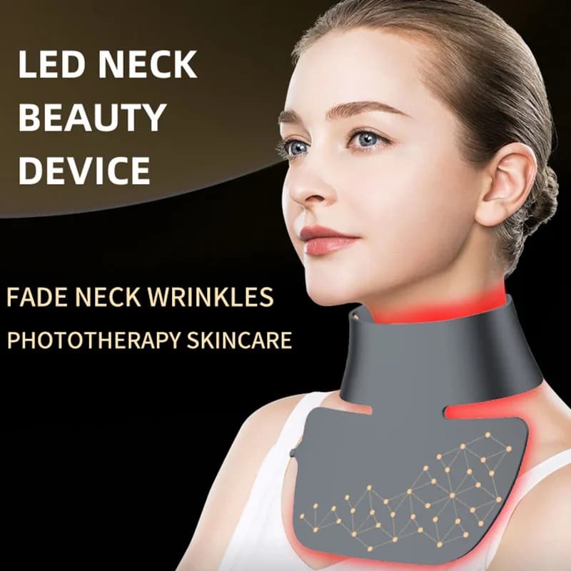 Beauty device for LED neck, 4 light therapy modes, lighting enhancement and skin elasticity, 360 ° Lighting, easy to use