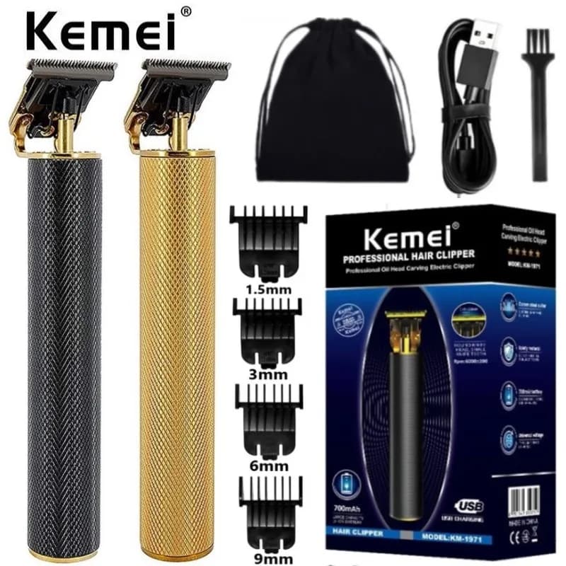 Kemei KM-1971 Pro Li T-Blade Skeleton Heavy Hitter Cordless Trimmer Men 0mm Baldheaded Hair Clipper Finish Hair Cutting Machine