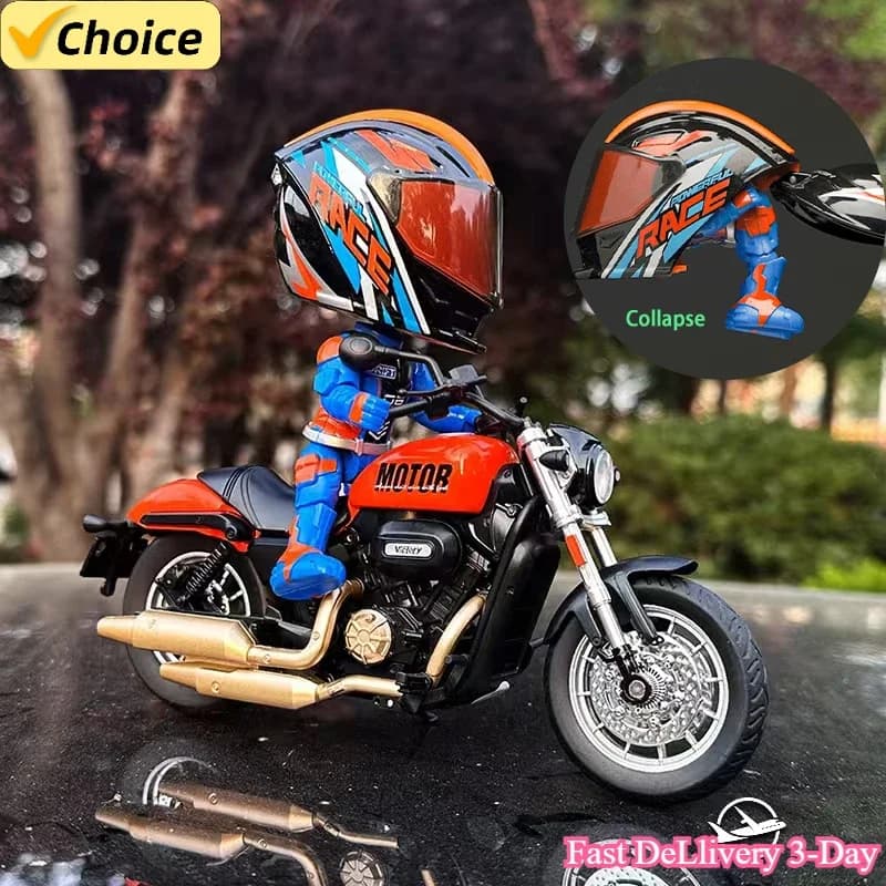 Modello di figurine da tavolo Set di caschi per bambole trasformabili Simulazione di motociclette Casco trasformabile in lega per motociclisti