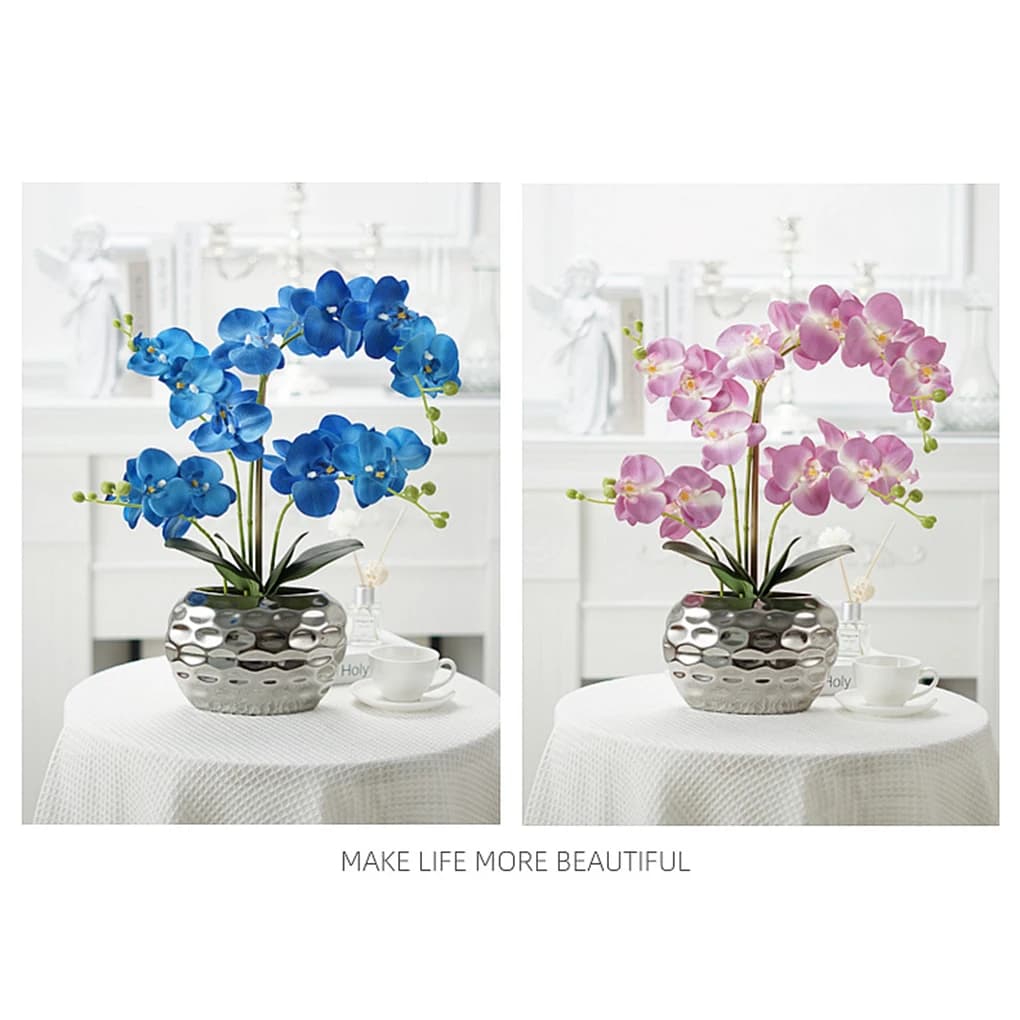 Realistic Artificial White Orchid Plant - Low Maintenance Wide Application Artificial Orchid In Pot