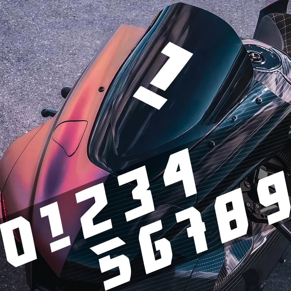 Stickers for Motorcycle Helmet, Waterproof and Resistant, Numbers 0 to 9 for Bike Tank and Scooter Accessories