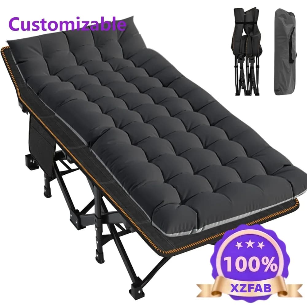 Factory Direct 2026 Folding Camping Cot, Heavy Duty Sleeping Cots, With Carry Bag Double Layer, Oxford Portable Travel Cot
