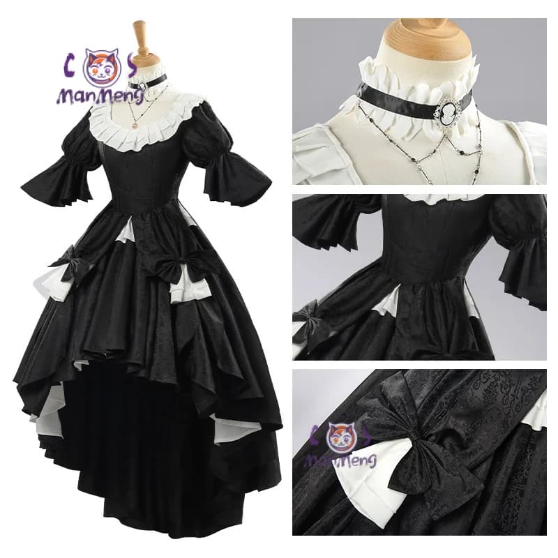Anime CC Costume Cosplay Vestido de rosa CC Abito nero da donna collana calzini guanti Halloween Natale nuovo uniforme gotico