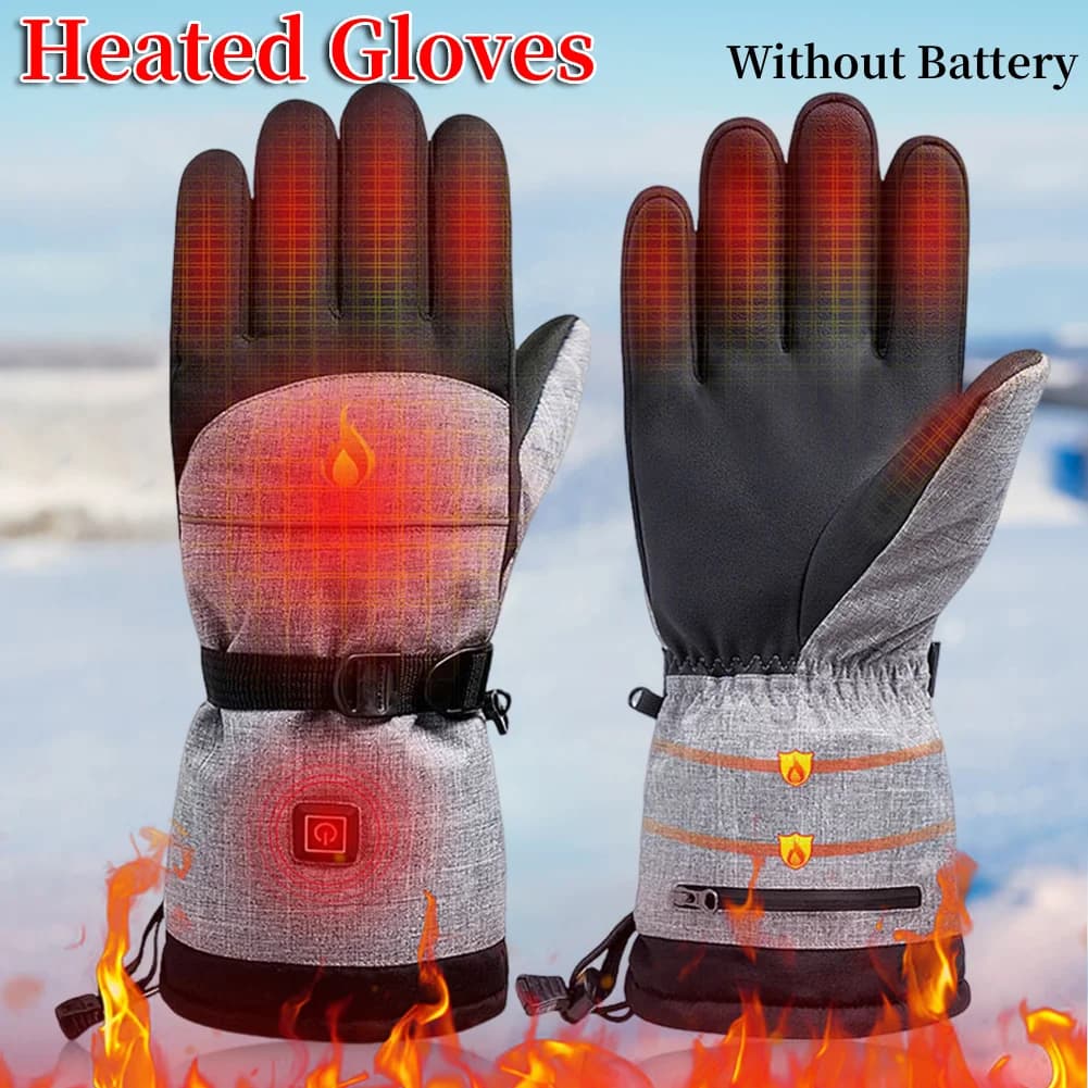1 pair of heating gloves for cold season electric non-slip waterproof rechargeable raincoats for outdoor climbing cycling skiing