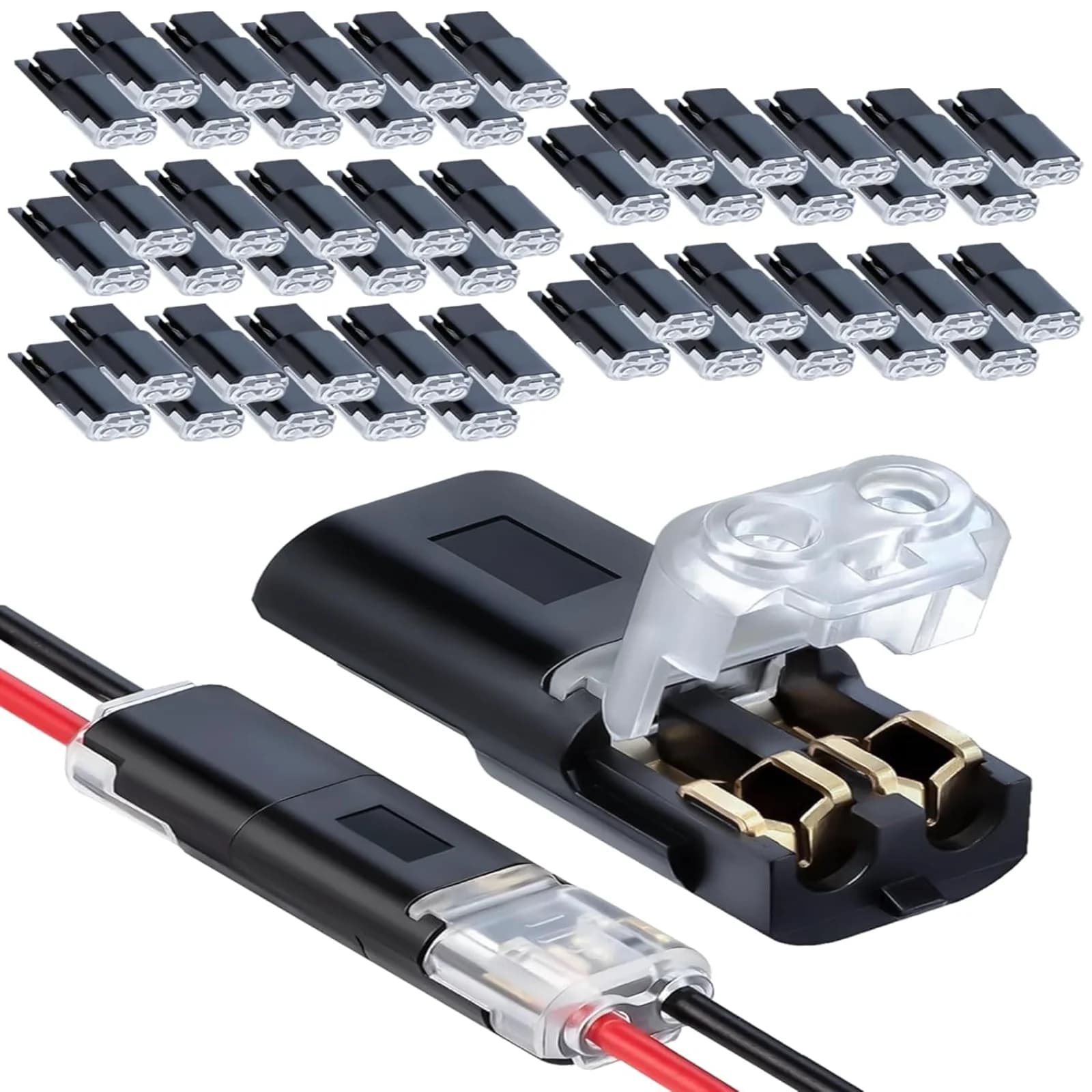 Connettore plug-in a doppio filo da 50 pezzi con fibbia di bloccaggio Connettore cavo LED collegabile Cavo compatto universale a 2 pin a 2 vie