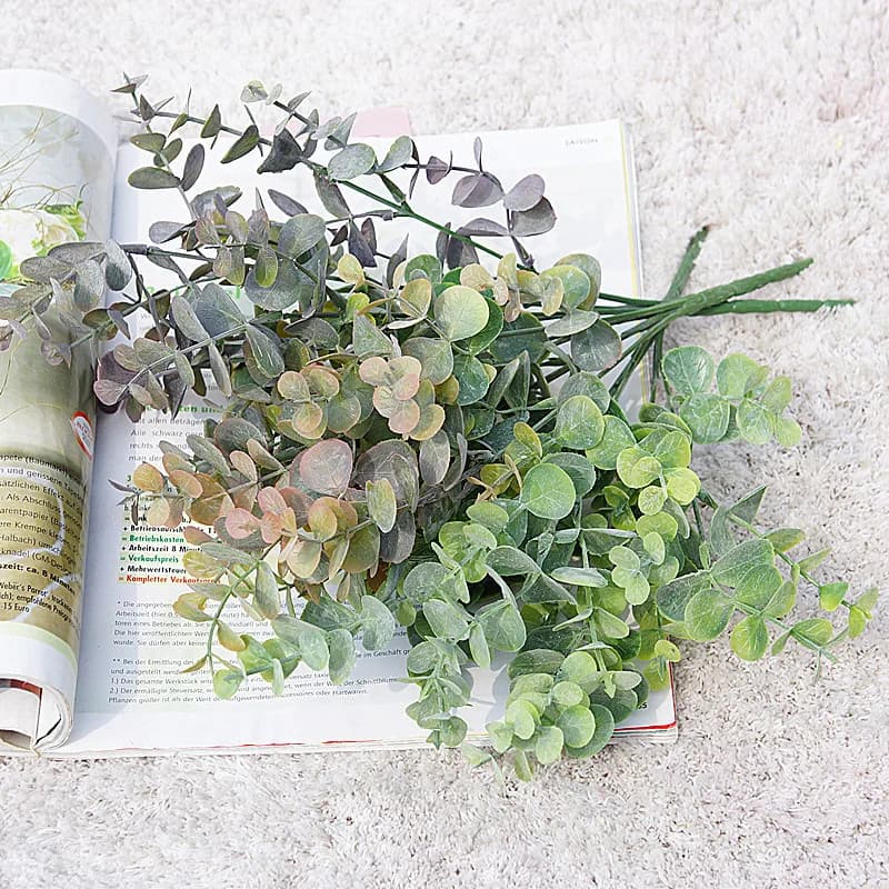 Artificial Plastic Plants Leaves Green Eucalyptus Branch for Garden Vase Home Christmas Wedding Decoration Faux Fake Flowers