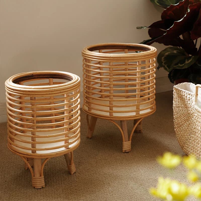 Supporto per piante in rattan per soggiorno, scaffale per fiori, mobile TV, espositore per piante, supporto per fioriera da interno per piante in vaso