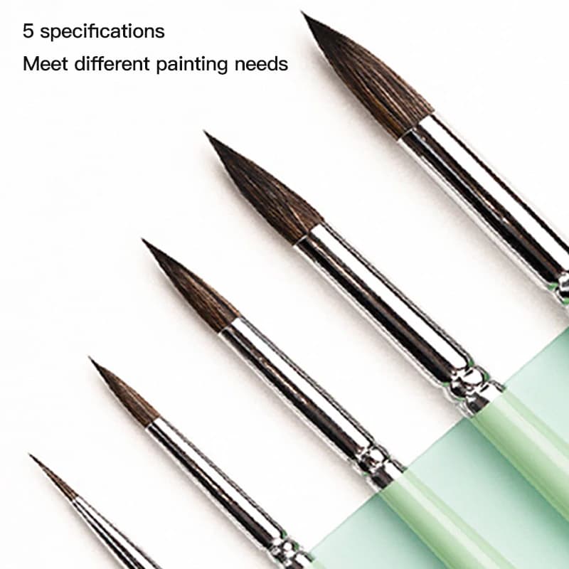 5Pcs Watercolor Paint Brushes Set Professional Mix Hair Round Painting Brush for Watercolor Oil Acrylic Painting Long Handle