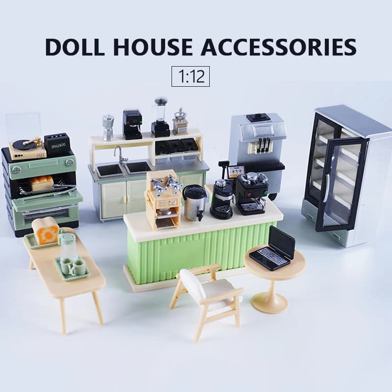 1:12 Casa delle bambole in miniatura Spremiagrumi Macchina da caffè Forniture da cucina Modello di scena in miniatura Caffè e tè al latte Accessori per decorazioni