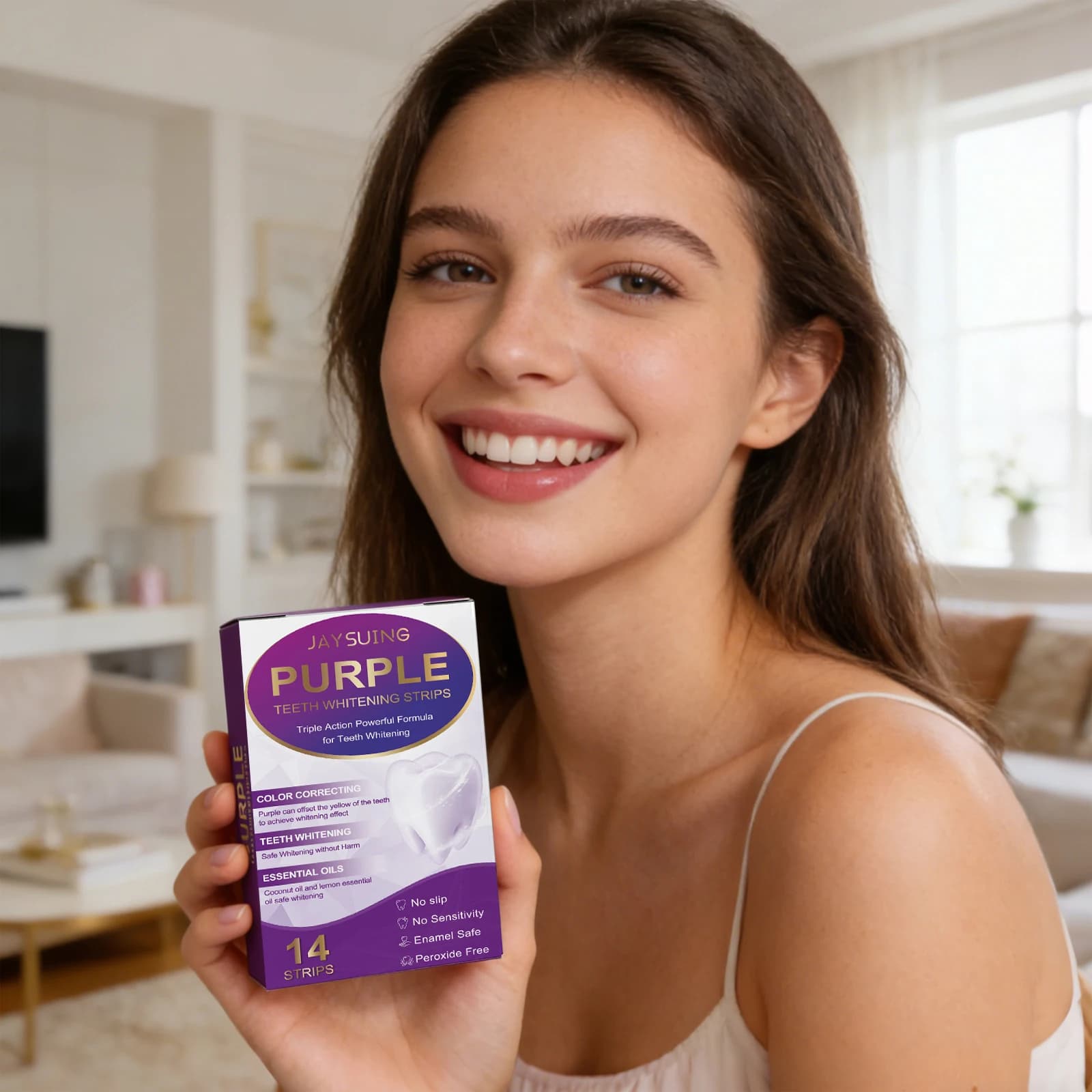 Whitening strips for teeth: refresh, clear the stains, light the surface of the teeth, remove the plaque, refresh the breath. Portable oral care.