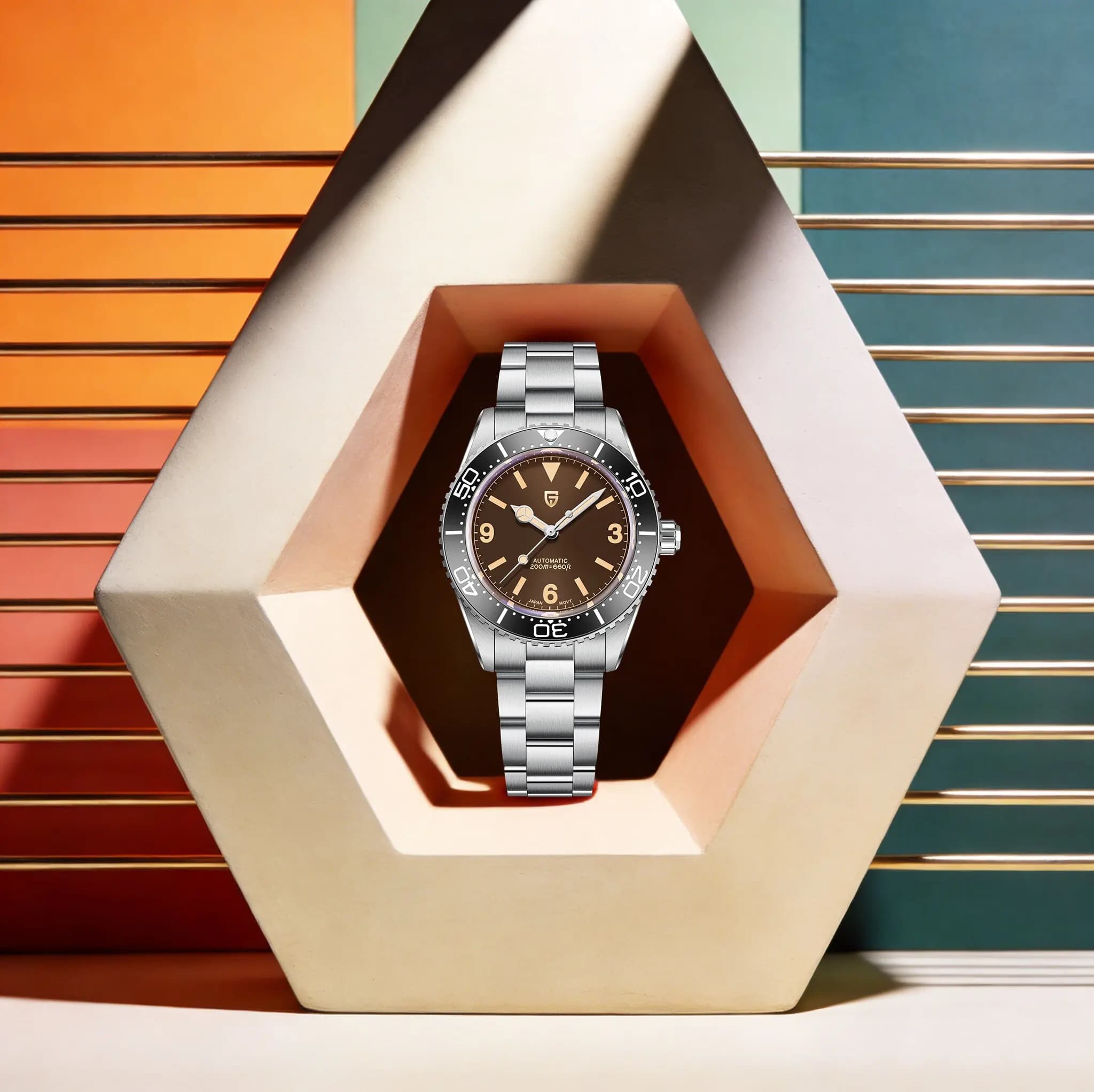 Orologio Meccanico da Uomo PAGANI DESIGN, Lusso Discreto, per Lavoro e Pendolarismo, in Acciaio Inossidabile, Vetro Zaffiro, Luminoso, Impermeabile 20 Bar, per Immersioni