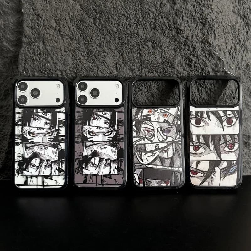 3D Anime Naruto Phone Case for iPhone 11 12 13 14 15 16 17 Pro Max Plus Air Japan Cartoon Sasuke Kakashi Itachi Black Cover