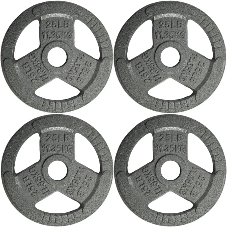 Manici Tri-Grip Piastre pesi in ghisa Piastre pesi da 2 pollici per sollevamento pesi con finitura liscia e durevole adatte