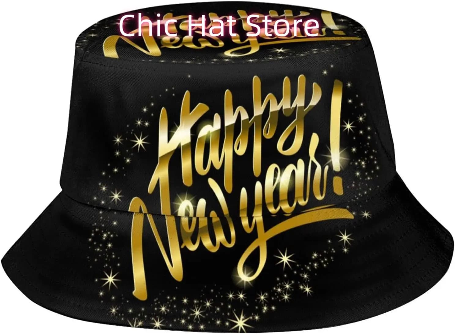 Felice Anno Nuovo Cappello da pescatore Cappello da pescatore Cappello da viaggio da spiaggia Cappello da sole per Capodanno all'aperto per adulti Uomini Donne