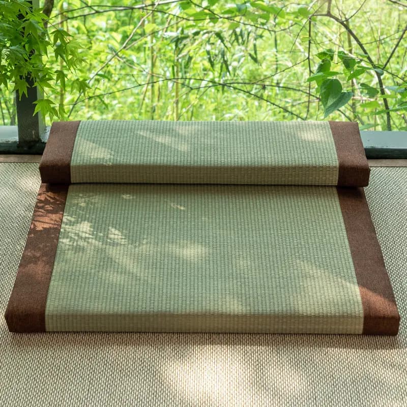 Natural Bamboo Meditation Cushion, Handwoven Zafu for Zen Sitting,Breathable Floor Mat for Tea Room,Comfortable Bay Window Pouf