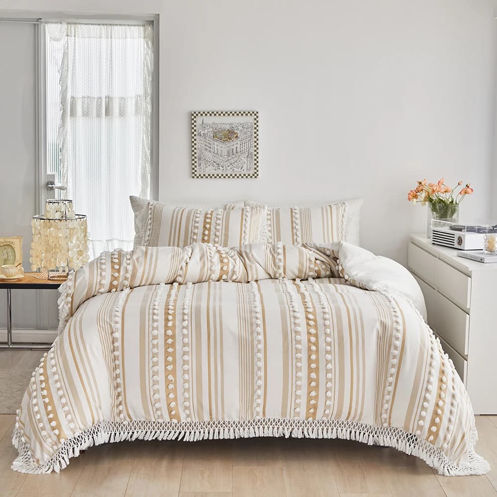 Copripiumino Set biancheria da letto Twin Full Queen King 135x200 Copripiumino nordico 240x220 Biancheria da letto doppia con nappa a sfera singola 200x200