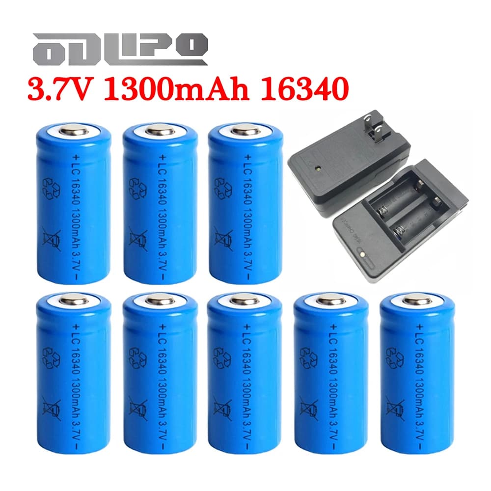 3.7V 16340 1300mAh Batterie ricaricabili agli ioni di litio CR123A 123A CR123 Batteria per penna laser Torcia a LED Lampada frontale