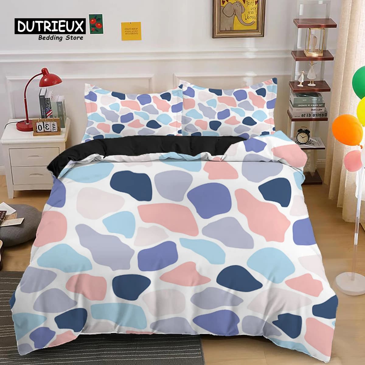 Marble Duvet Cover Set Geometric Pattern Print Bedding Set Microfiber Comforter Cover Double Queen For Adults Kids Bedroom Decor