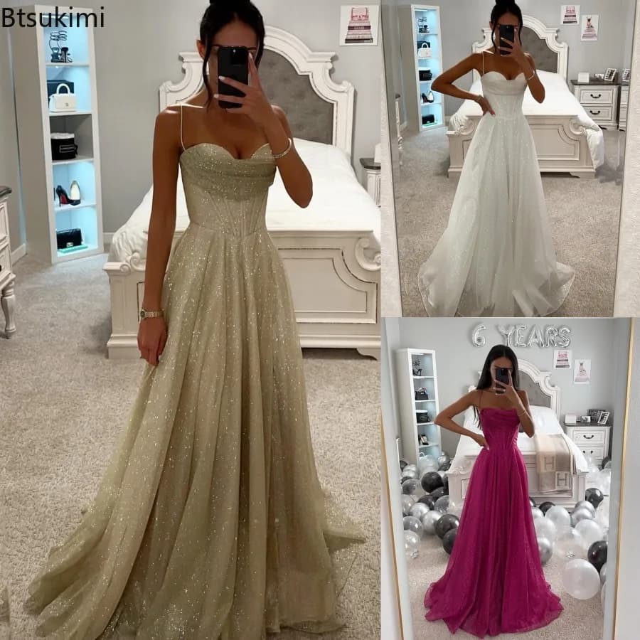Bronzing Gold Large Swing Slip Dress Elegant Halter Socialite Party Evening Robes Casual Fashion Women Suspender Long Dresses