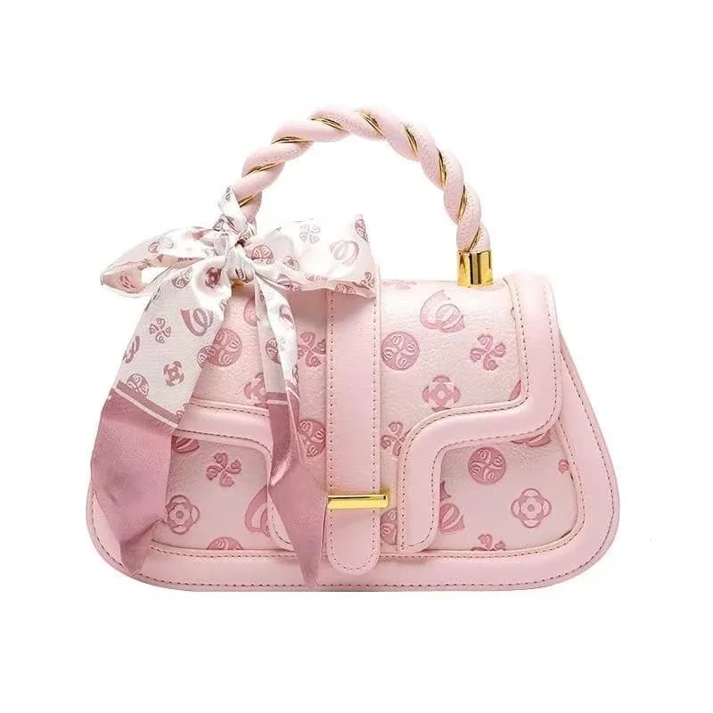 Women Saddle Bag Cute Embossed Handbag Ice Berry Pink Niche Fashion Ladies Shoulder Crossbody Purse