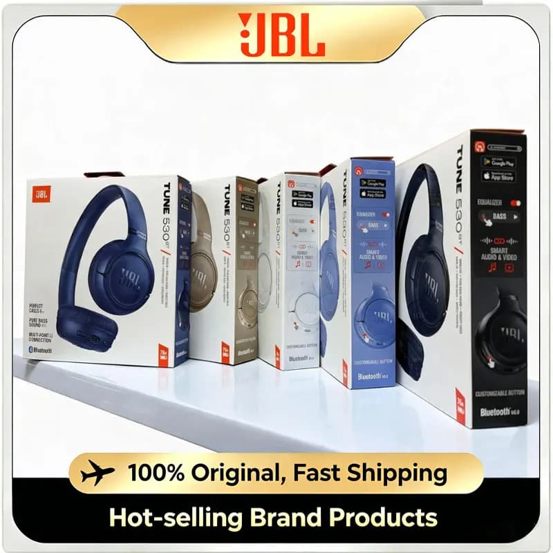 JBL TUNE 530BT On‑Ear Bluetooth Wireless Headphones Pure Bass Sound Long Battery Life Foldable Gaming Music Headset With T530BT