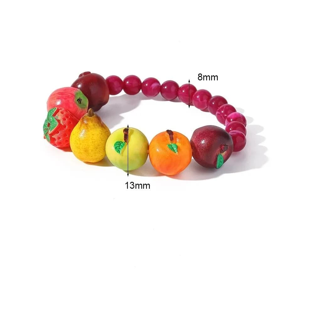 Fashion 3D Fruit Acrylic Bracelet Simulated Stackable Colorful Beads Bracelet Funny Niche Style Elastic Cord Bracelet Daily Wear