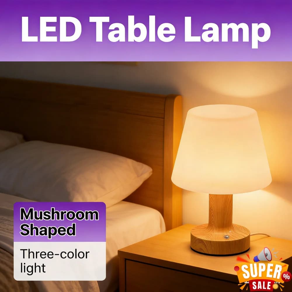 Lampada Notturna LED a Forma di Fungo Retrò con Sensore Touch, Tre Colori Dimmerabili, per Caffetteria, Camera da Letto, Arredamento Casa
