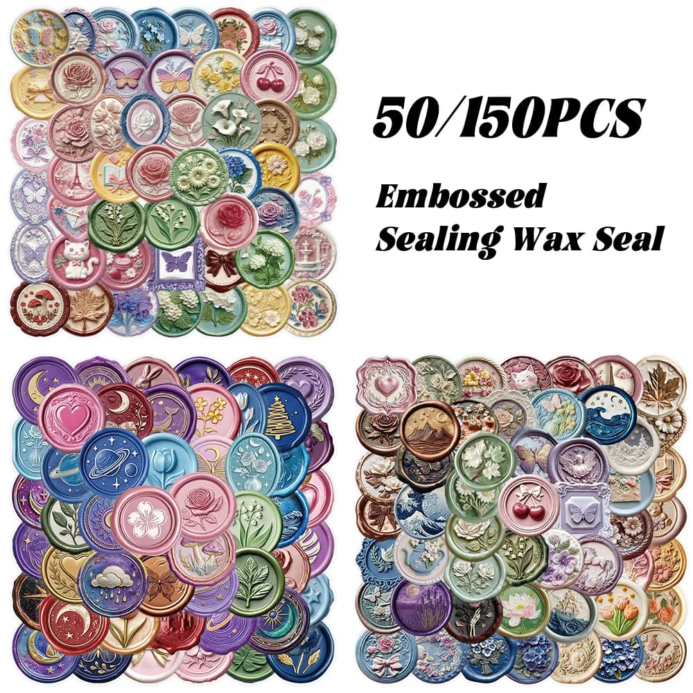 50/150 Pezzi Adesivi in PET con Sigillo in Cera per Quaderni, Scrapbook, Diari, Teste di Chitarra, Caschi, Tazze - Decalcomanie Fai-da-Te