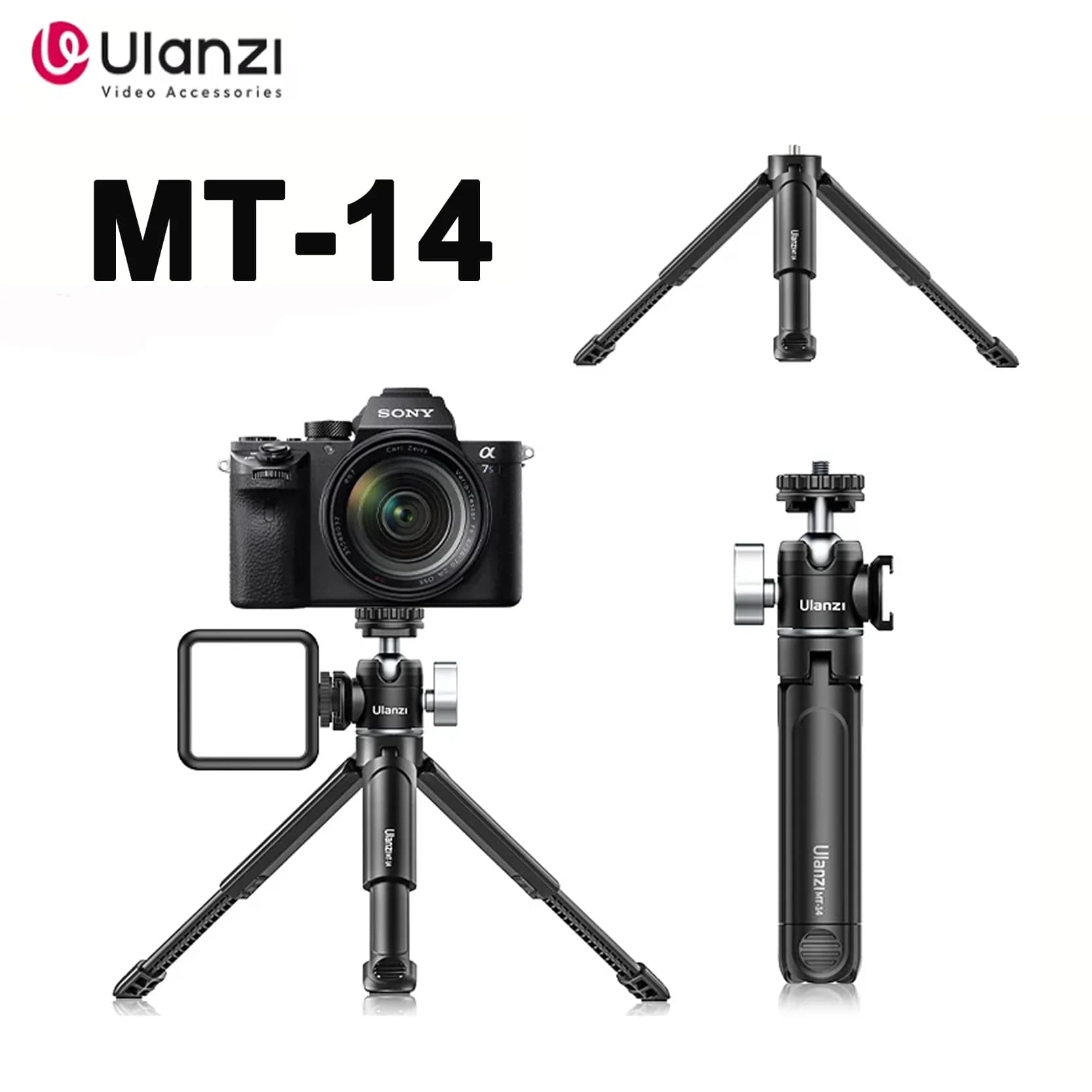 Treppiede da tavolo allungabile portatile originale Ulanzi MT-14 Vlog Lite Testa a sfera da 360 gradi Vite da 1/4 di pollice Kit Vlog per fotocamera del telefono