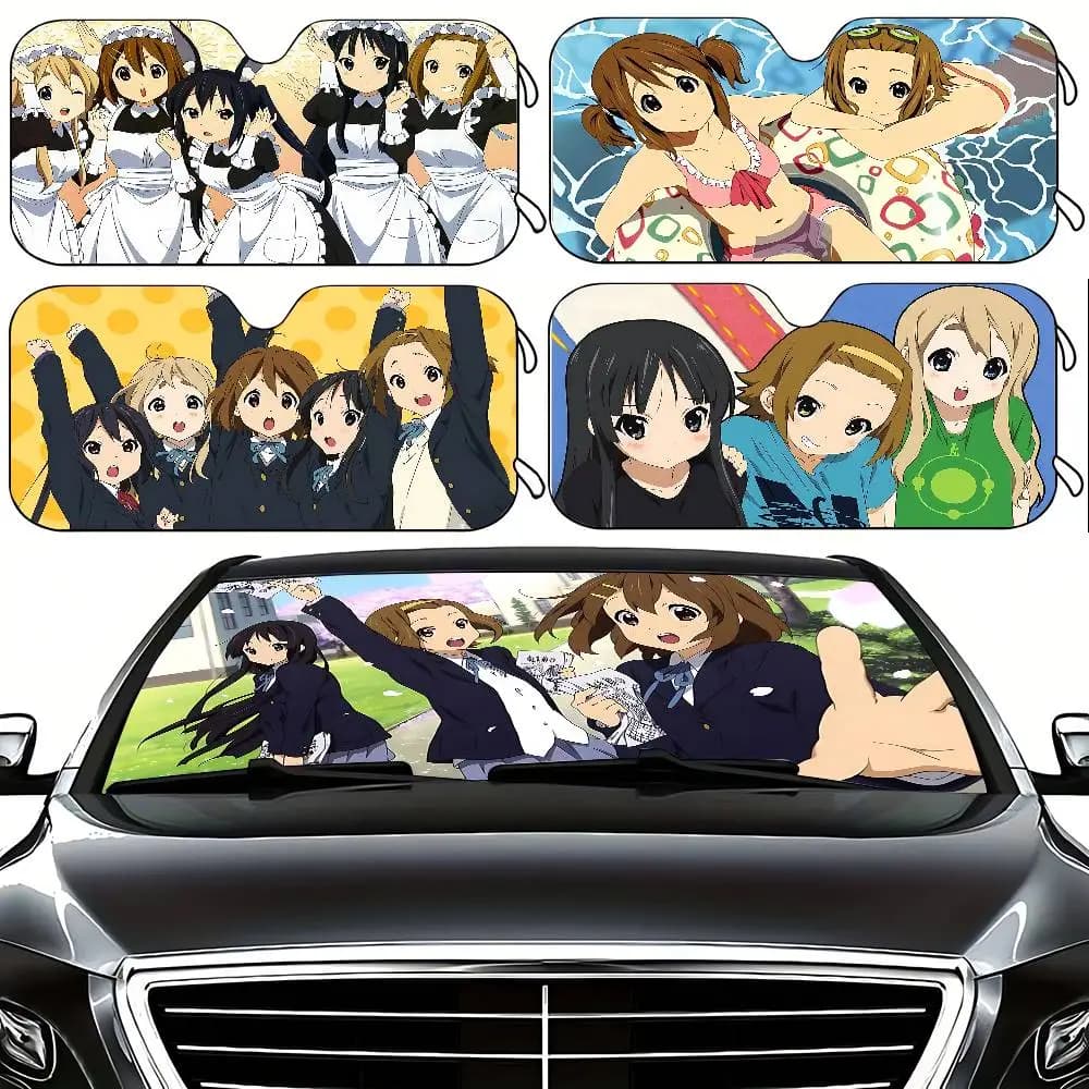 Anime K-K-ON! Parasol for Elegant and Fashionable Windscreen, Cover for Auto Windscreen, Car Parasol Tent, Solar Protective Cover for Cars
