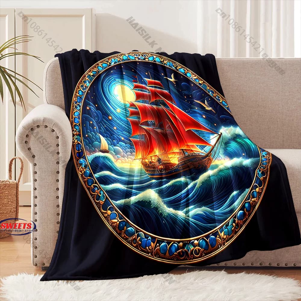Coperta Sailing Ship Ocean Adventure, coperta decorativa per divano, camera da letto, soggiorno, per bambini e adulti, in diverse misure, regalo squisito