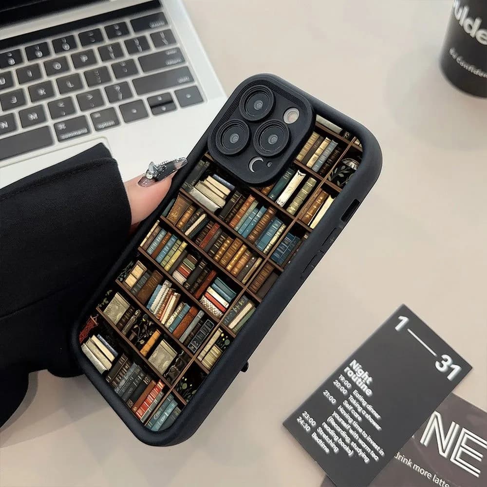 Book Shelf Creative Pattern Phone Case For iPhone 17 11 12 13 14 15 16 Pro Max 16E 7 8 Plus 17 AirXS X XR Shockproof Soft Cover