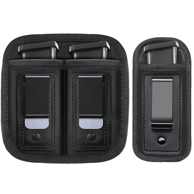 Single/Double Magazine Pouch for 9mm .40 .45 .380 .357 IWB Mag Holster Concealed Cary Charger Holder Knife Flashlight Case